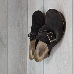 Papillio By Birkenstock Women Suede Heels Mary Jane Clog sz 38/7